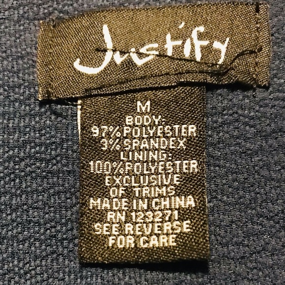 Justify Navy Shirt Hem Elastic Waist with Tie and Gold Accents Size M - Picture 6 of 7